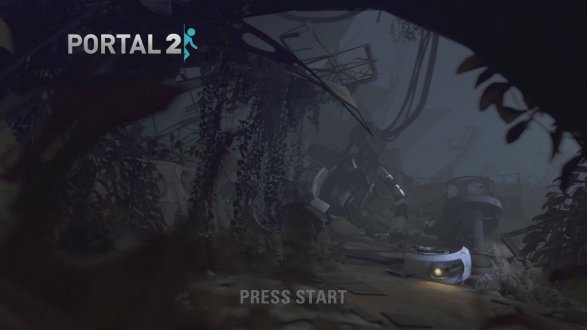 Portal 2 start screen for Xbox 360 (X360) first-person puzzle platform video game