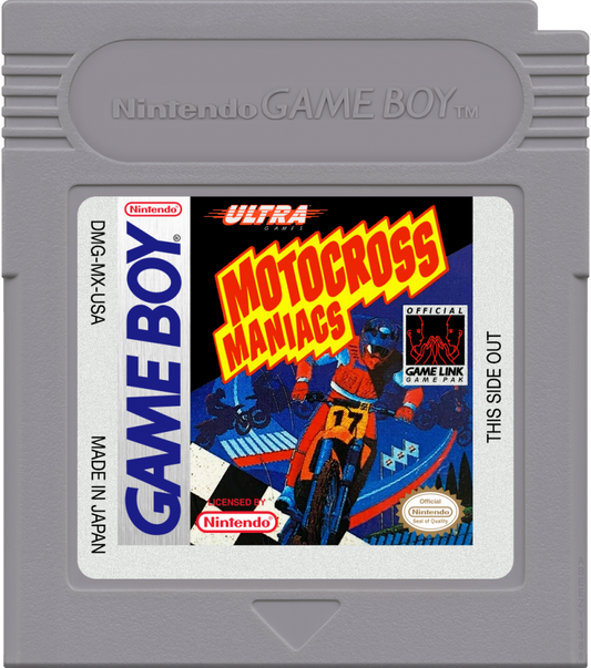Motocross Maniacs cartridge art for Game Boy (GB) video game