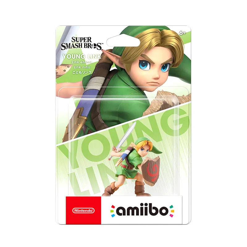Young Link Super Smash Bros series amiibo figure sealed new in box Ocarina of Time Kokiri tunic classic design with sword and shield