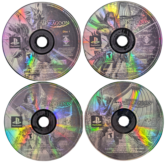 Legend of Dragoon Greatest Hits PlayStation 1 turn-based RPG four player party additions system magic dragoon transformations epic fantasy Sony classic discs 1-4