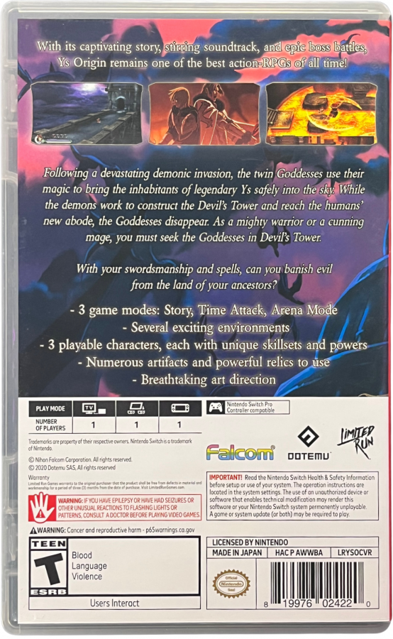 Ys Origin Nintendo Switch inspired design featuring classic action role playing adventure aesthetic fast paced hack and slash combat towering dungeon exploration fantasy storytelling iconic heroes challenging boss battles and legendary JRPG gameplay presentation gameplay