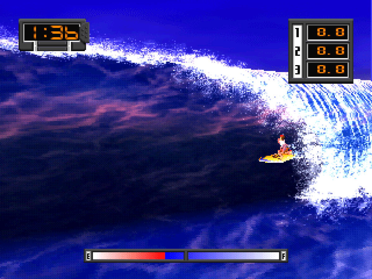 Surf Riders gameplay for PlayStation 1 (PS1) surfing sports video game