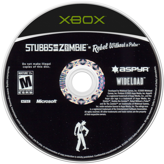 Stubbs the Zombie: Rebel Without a Pulse Xbox game featuring zombie action and dark humor gameplay for original Xbox disc
