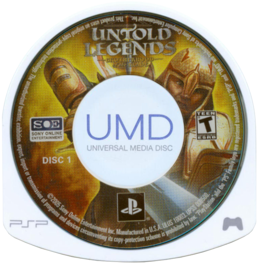 Untold Legends Brotherhood of the Blade PlayStation Portable PSP inspired design featuring fantasy action role playing adventure aesthetic dungeon crawling combat customizable character classes hack and slash gameplay medieval dark fantasy environments and portable RPG progression presentation UMD