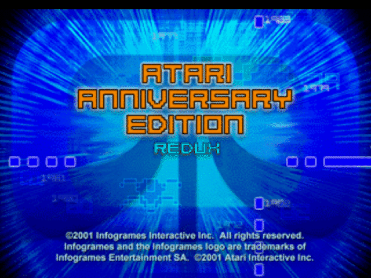 Atari Anniversary Redux home screen for PlayStation 1 PS1 retro video game