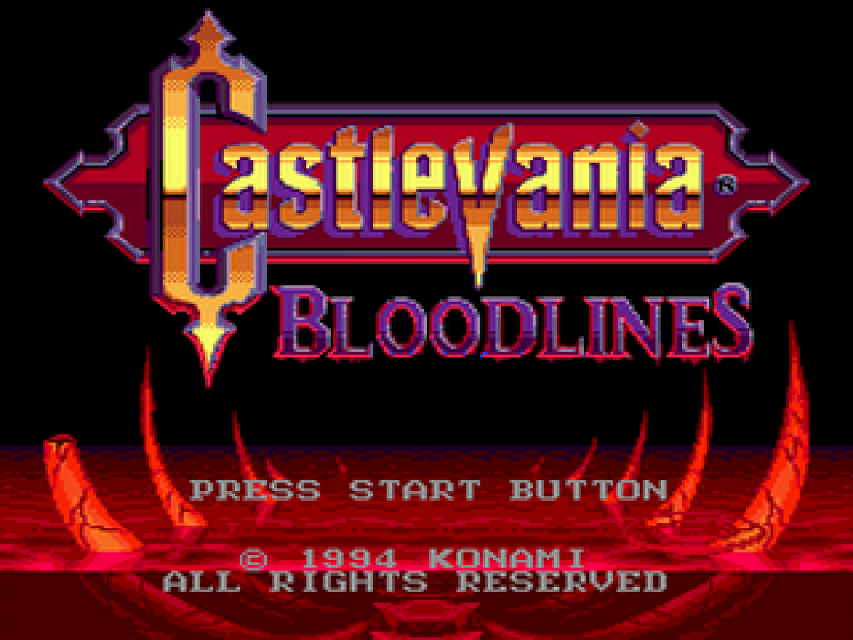 Castlevania: Bloodlines title screen for Sega Genesis (GEN) video game