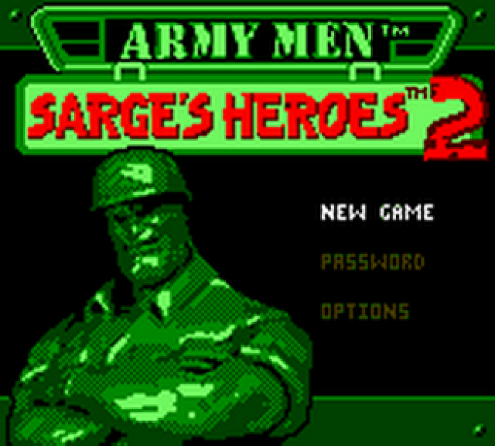 Army Men: Sarge's Heroes 2 start menu for Game Boy Color (GBC) video game
