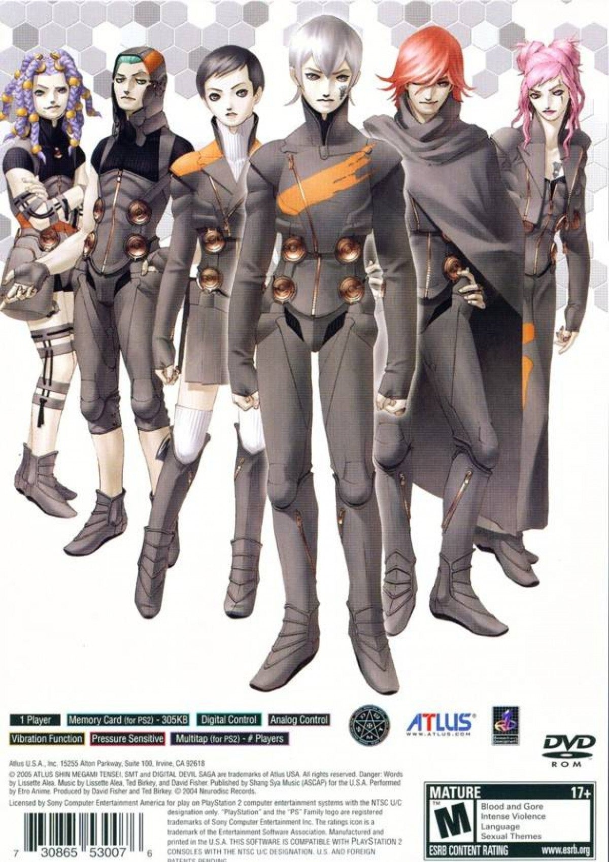 Shin Megami Tensei Digital Devil Saga PlayStation 2 PS2 for role playing video game fans featuring turn based combat demon transformation abilities strategic character progression deep sci fi fantasy storytelling challenging dungeon crawling atmospheric world exploration iconic Atlus JRPG adventure collectible gaming appeal back cover art