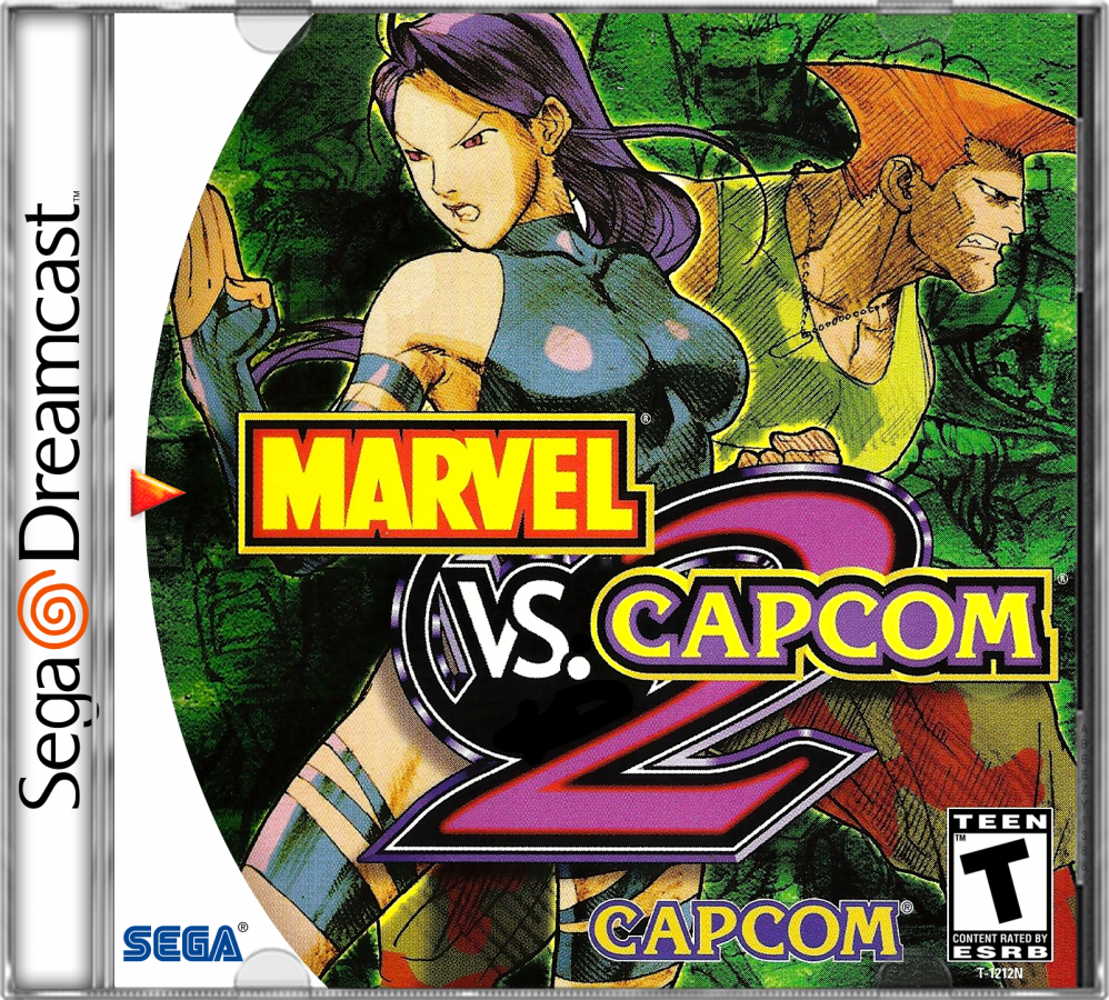 Marvel vs. Capcom 2 Dreamcast featuring fast-paced 2D fighting gameplay with iconic Marvel and Capcom characters cover art