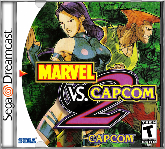 Marvel vs. Capcom 2 Dreamcast featuring fast-paced 2D fighting gameplay with iconic Marvel and Capcom characters cover art