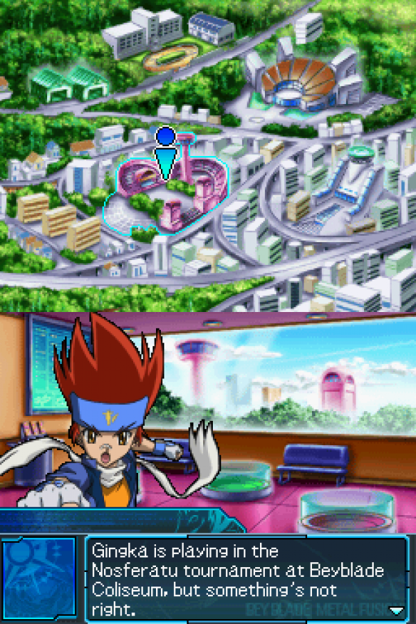 Beyblade: Metal Fusion gameplay for Nintendo DS (DS) anime battle action video game