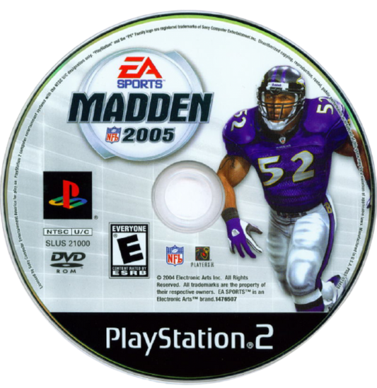 Madden NFL 2005 disc art for PlayStation 2 (PS2) sports video game