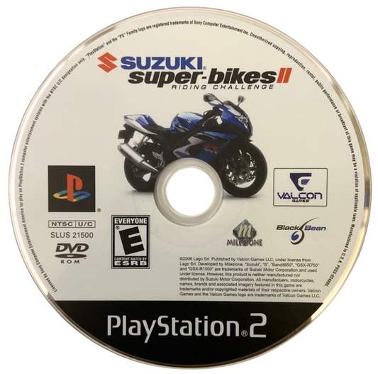 Suzuki Super-Bikes II: Riding Challenge – PlayStation 2 (PS2) video game disc, motorcycle racing simulation.