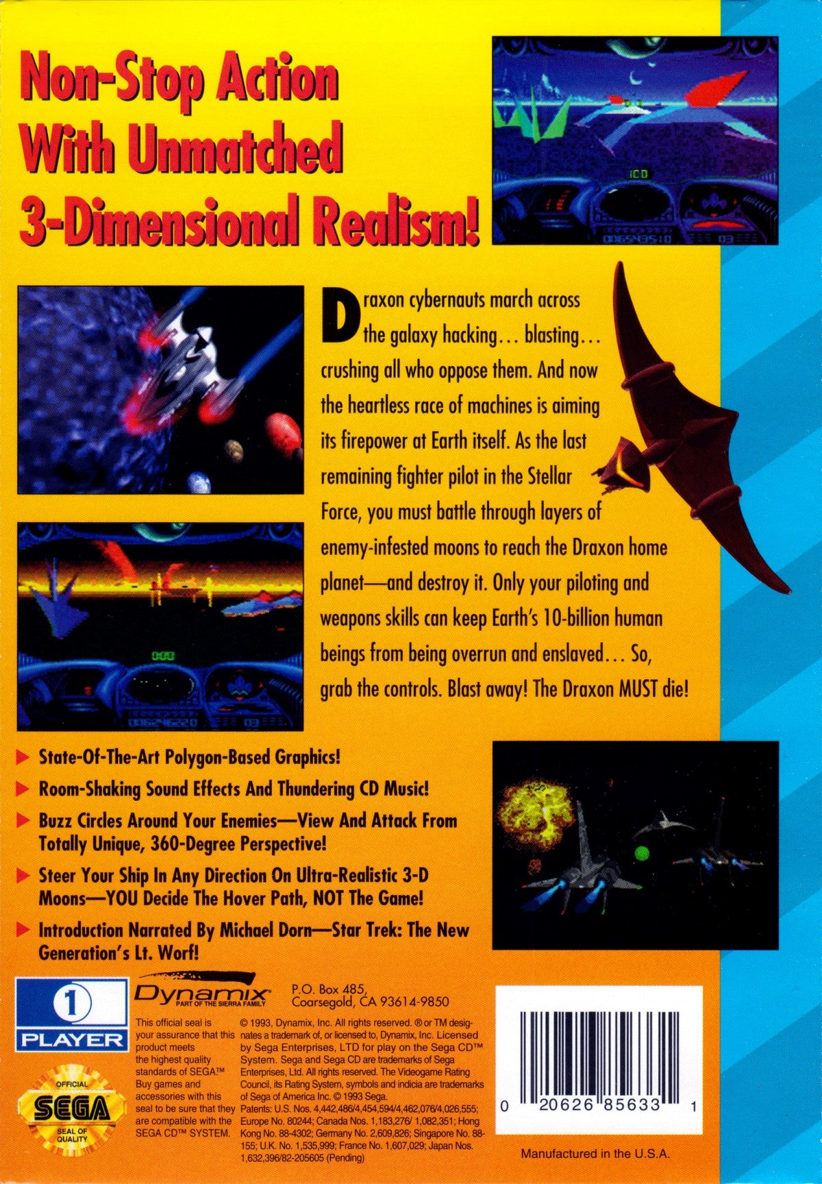 Stellar Fire Sega CD space combat simulation game first person cockpit view sci fi starfighter missions space dogfighting planetary battles CD audio soundtrack futuristic military storyline flight combat gameplay retro gaming Sega CD software video game title back cover art