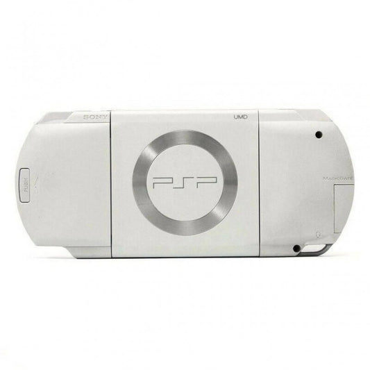 Japanese PSP 1000 White inspired design featuring classic handheld gaming console aesthetic sleek white finish portable PlayStation entertainment system widescreen display iconic Sony hardware multimedia capabilities and gaming nostalgia presentation back