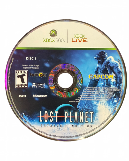 Lost Planet Extreme Conditions Collector’s Edition for Xbox 360 third person action shooter video game featuring icy planet environments intense mech and alien combat story driven campaign and enhanced Capcom franchise experience game disc