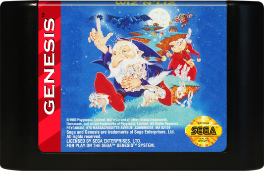 Wiz n Liz Sega Genesis retro video game platformer cartridge (1993)