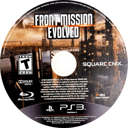 Front Mission: Evolved for PlayStation 3 featuring intense action shooting adventure style with mechanized warsuit gameplay disc