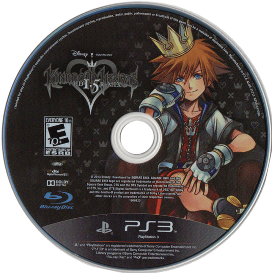 Kingdom Hearts HD 1 point 5 Remix disc for PlayStation 3 PS3 video game