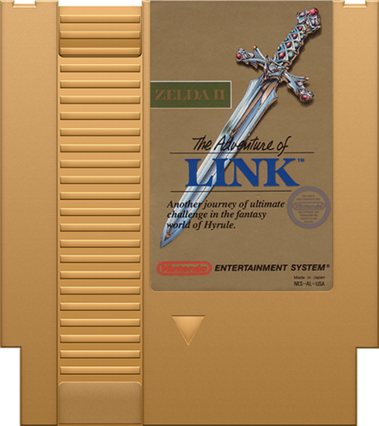 The Legend of Zelda II: Adventure of Link Gold Cartridge for Nintendo Entertainment System (NES) retro video game