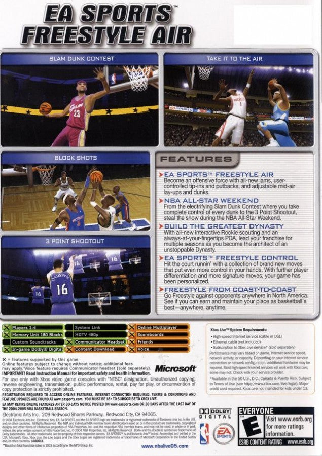 NBA Live 2005 back cover art for Xbox (XBOX) video game
