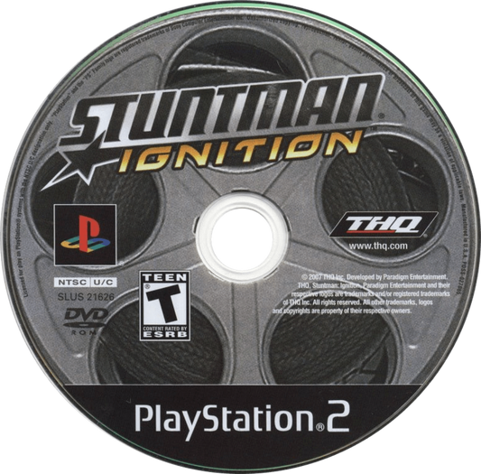 Stuntman: Ignition – PlayStation 2 (PS2) video game disc, action driving and stunt simulation.