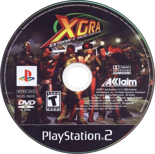 XGRA: Extreme G Racing Association – PlayStation 2 (PS2) video game disc, futuristic racing.