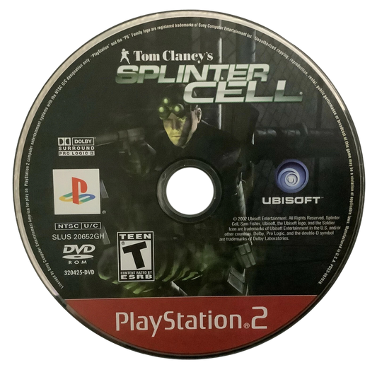 Tom Clancys Splinter Cell Stealth Action Redefined PS2 PlayStation 2 stealth action game tactical espionage infiltration night vision gadget based gameplay retro video game disc Greatest Hits edition
