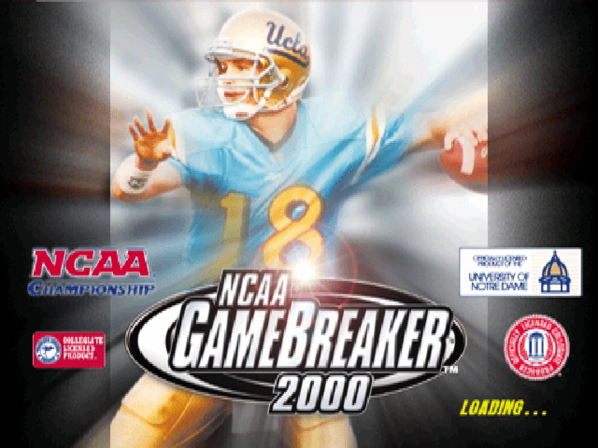 NCAA GameBreaker 2000 title card for PlayStation 1 (PS1) retro football video game