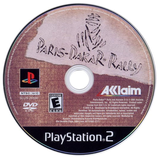 Paris-Dakar Rally – PlayStation 2 (PS2) video game disc, off-road racing simulation game.