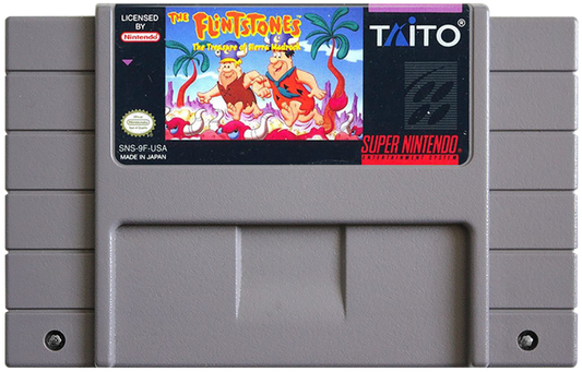 The Flintstones Treasure of the Sierra Madrock cartridge for Super Nintendo Entertainment System (SNES) retro video game