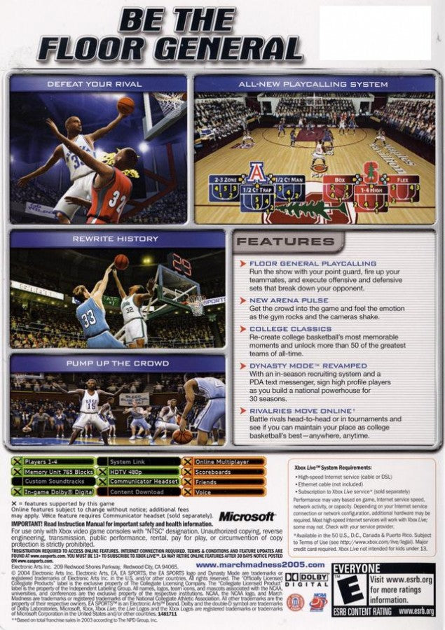 NCAA March Madness – Xbox (XBOX) Back Cover Box Art for this Xbox Video Game