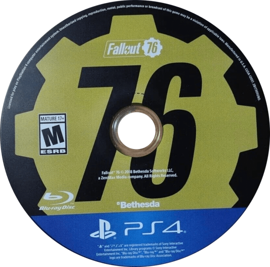 Fallout 76 disc cover art for PlayStation 4 video game.