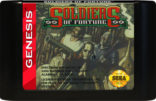 Soldiers of Fortune Sega Genesis retro video game action platformer cartridge (1993)