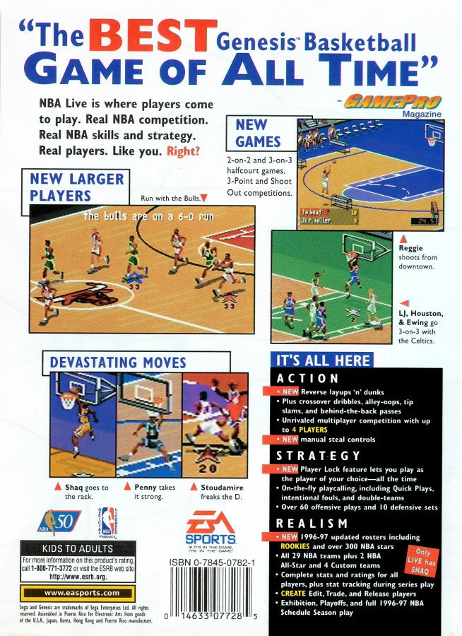NBA Live 97 back cover art for Sega Genesis (GEN) video game