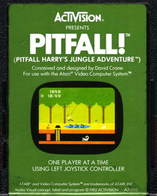 Pitfall! for Atari 2600 with classic jungle platforming and treasure-hunting theme cartridge