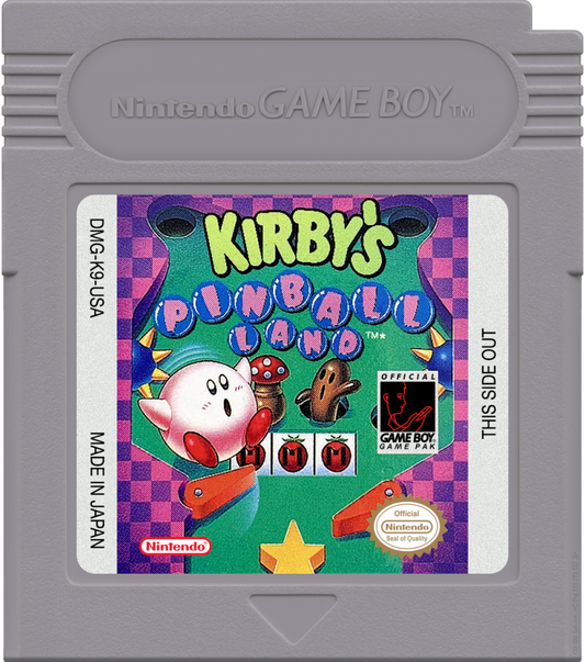 Kirby's Pinball Land cartridge art for Game Boy (GB) video game