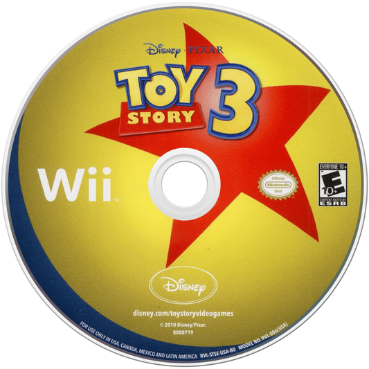 Disney Pixar Toy Story 3: The Video Game disc cover art for Nintendo Wii (Wii) video game