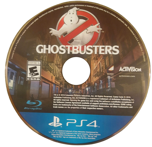 Ghostbusters – PlayStation 4 (PS4) video game disc, cooperative ghost-hunting action-adventure game by FireForge Games and published by Activision
