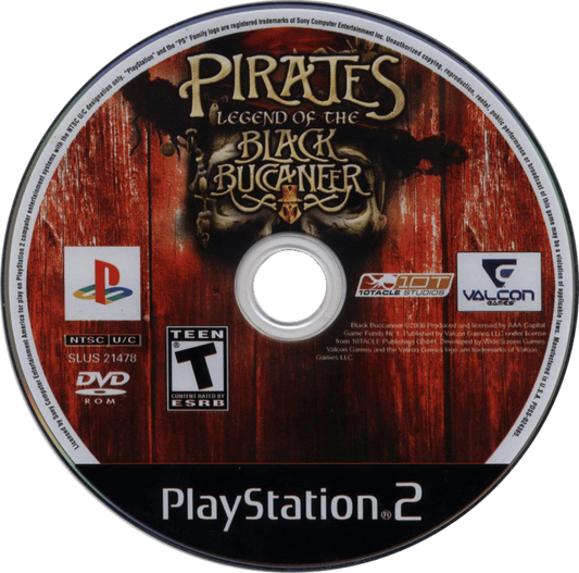 Pirates: Legend of the Black Buccaneer – PlayStation 2 (PS2) video game disc, action-adventure pirate game.