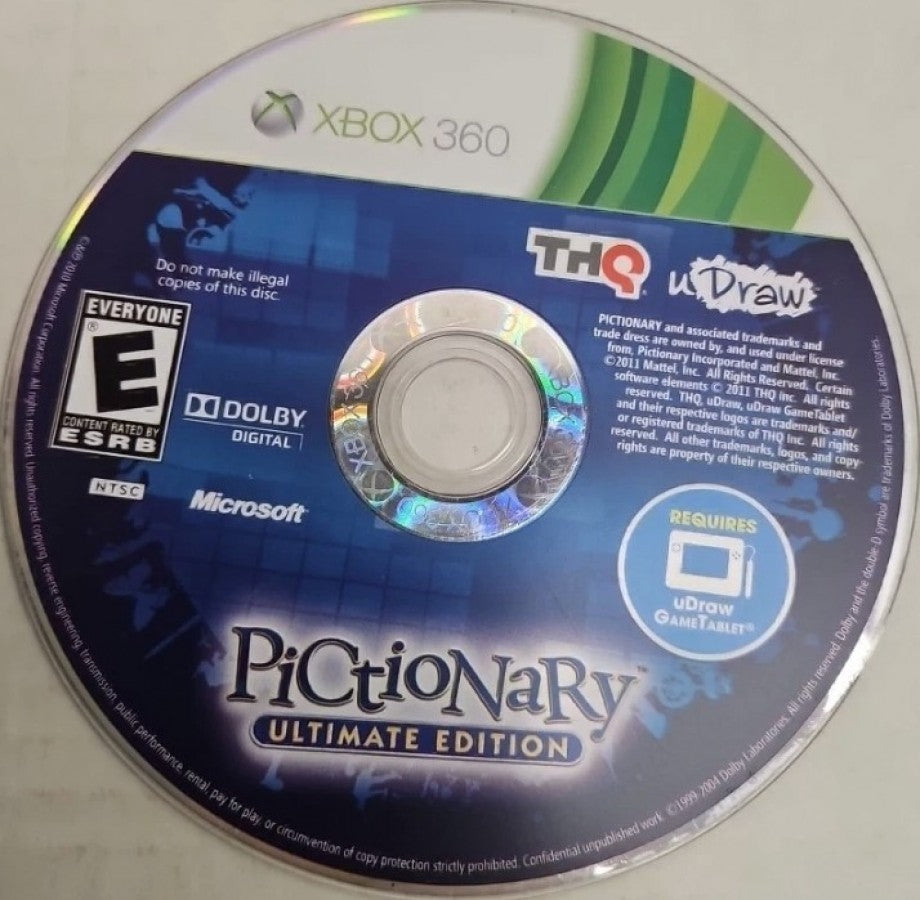 uDraw Pictionary: Ultimate Edition disc for Xbox 360 (X360) party drawing board game video game