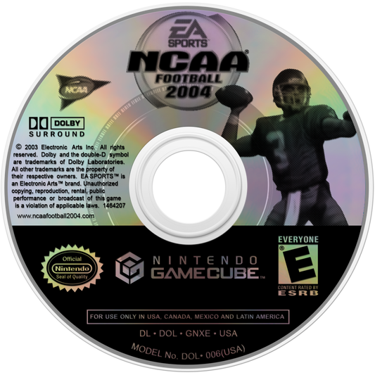 NCAA Football 2004 GameCube inspired design featuring college football sports simulation aesthetic authentic stadium atmosphere legendary university teams intense gridiron action dynasty mode gameplay competitive championship tradition nostalgic Nintendo presentation disc