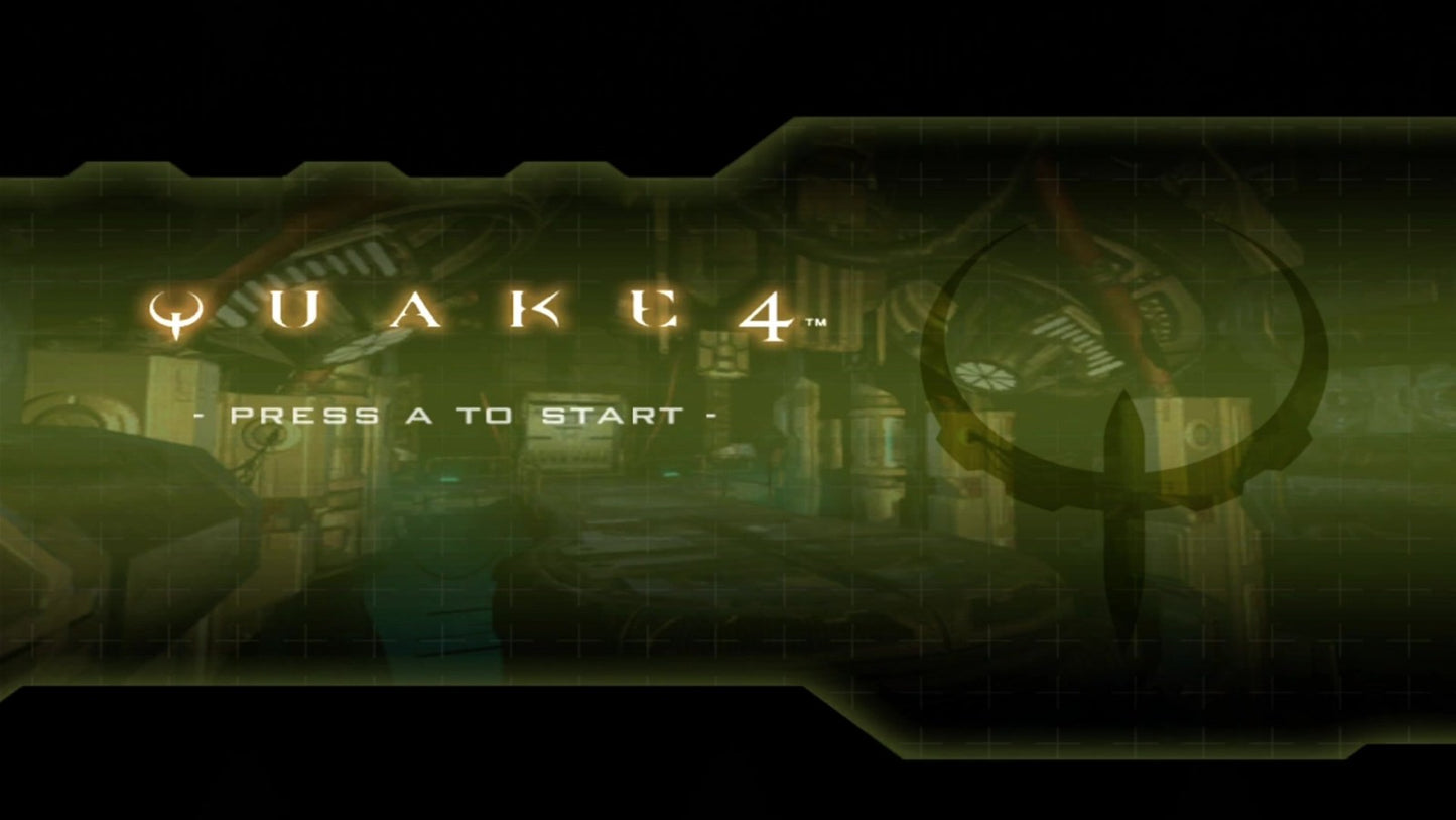 Quake 4 start screen for Xbox 360 (X360) sci-fi first-person shooter video game