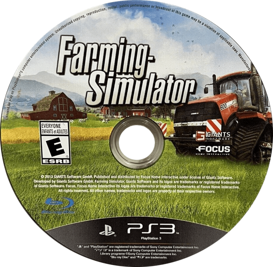 Farming Simulator disc cover art for PlayStation 3 (PS3) farming video game