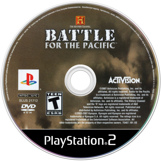 The History Channel: Battle for the Pacific disc art for Playstation 2 (PS2) video game