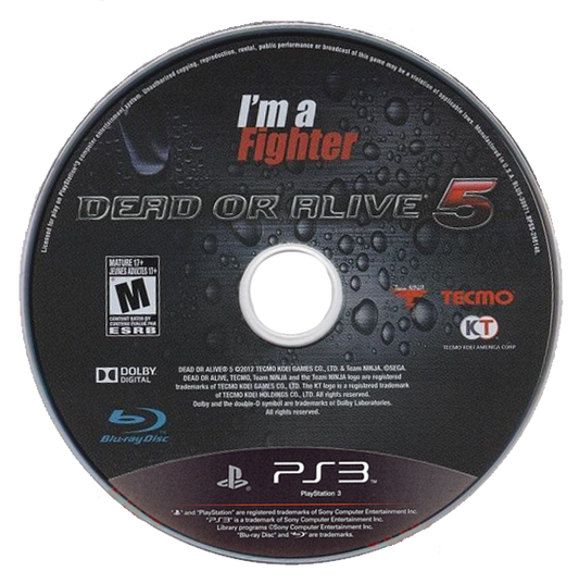 Dead or Alive 5 disc art for PlayStation 3 (PS3) video game