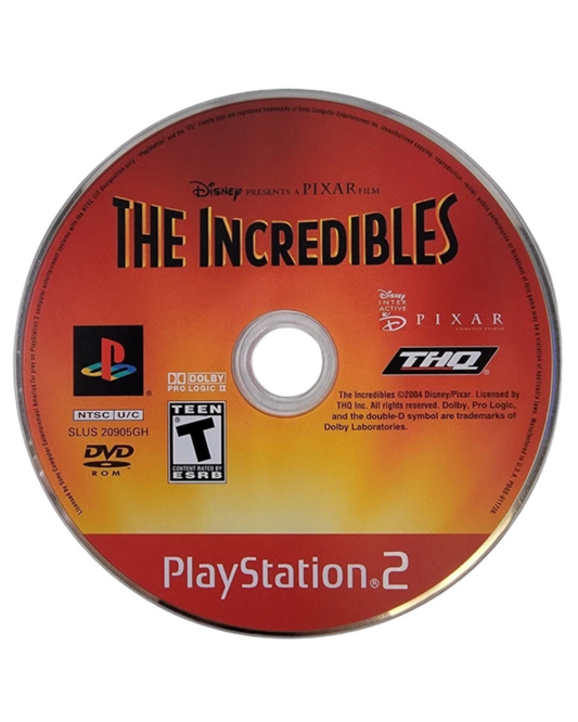 The Incredibles Greatest Hits PlayStation 2 PS2 video game, action adventure platformer, superhero gameplay, Pixar movie-based console title disc