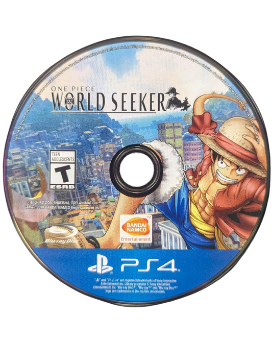 One Piece World Seeker PlayStation 4 game featuring open-world action-adventure gameplay based on the popular anime series disc