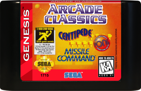 Arcade Classics cartridge for Sega Genesis (GEN) video game