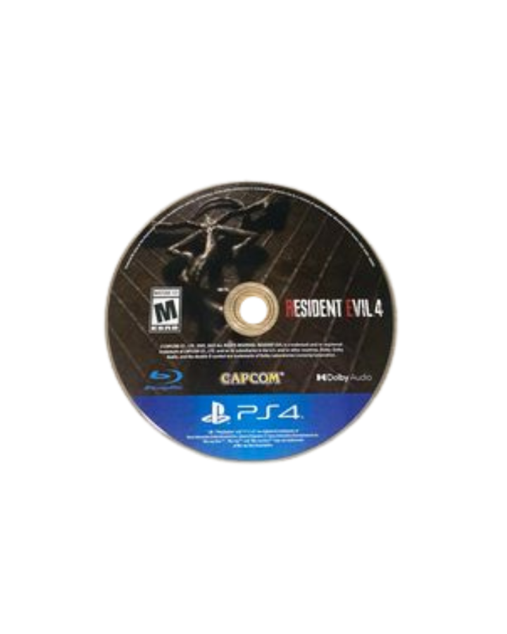 Resident Evil 4 disc cover art for PlayStation 4 (PS4) video game.